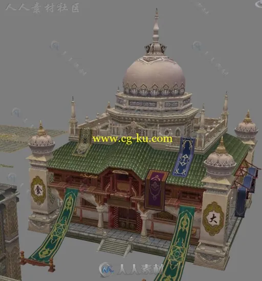 高品质中国风场景植物主城和石头3D模型的图片1