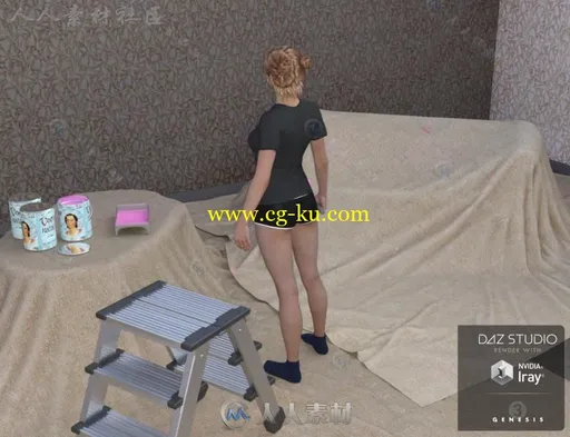 绘画客厅墙壁道具和姿势3D模型合辑的图片10
