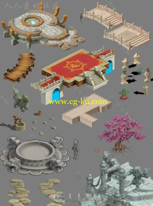 【桃花源记】中式Q版场景3D模型的图片3