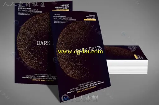 时尚炫酷深邃黑色音乐传单PSD模板的图片1