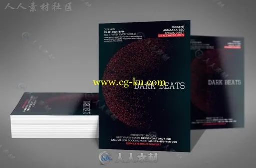 时尚炫酷深邃黑色音乐传单PSD模板的图片2