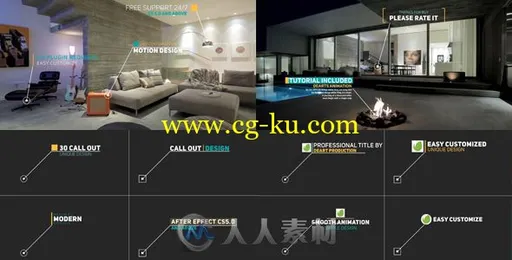 现代时尚信息线条呼出文字标题注释动画AE模板 Videohive Modern Call Out Titles的图片1