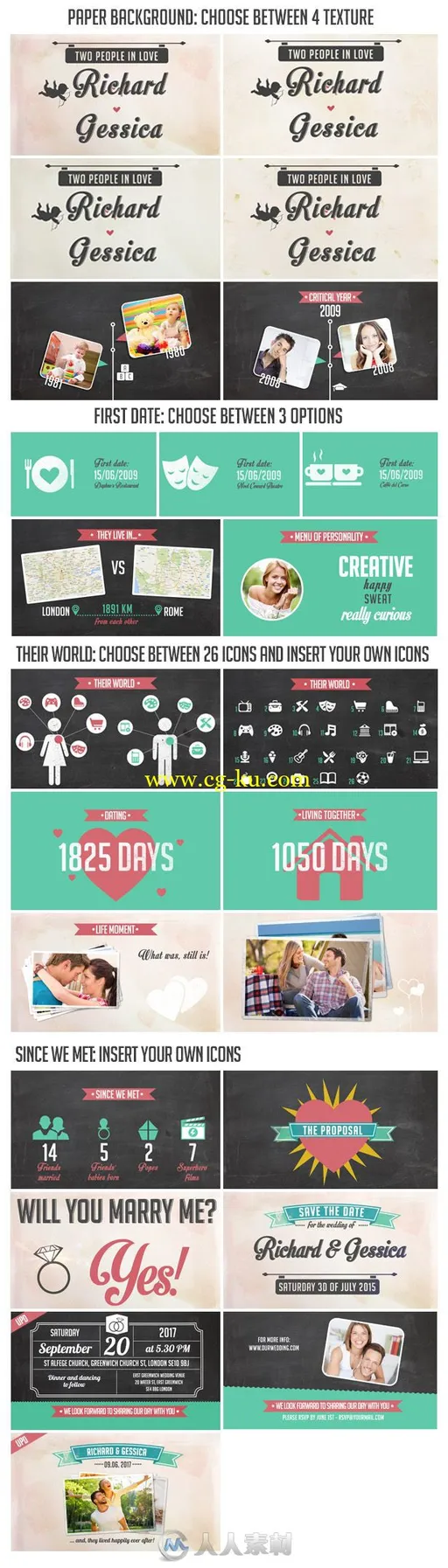 创意浪漫故事回忆录婚礼邀请幻灯片AE模板 Videohive The Story of Us Wedding In的图片1
