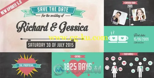 创意浪漫故事回忆录婚礼邀请幻灯片AE模板 Videohive The Story of Us Wedding In的图片3