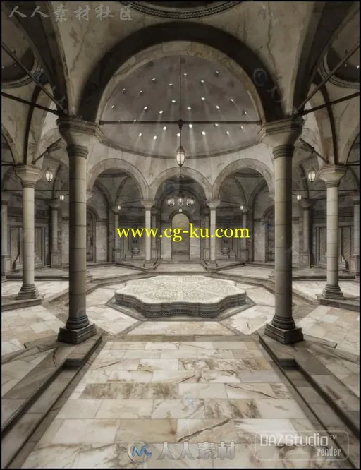 完整的360°土耳其浴室室内环境3D模型合辑的图片3