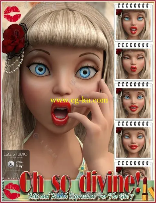 可爱女孩丰富的面部表情3D模型合辑的图片1