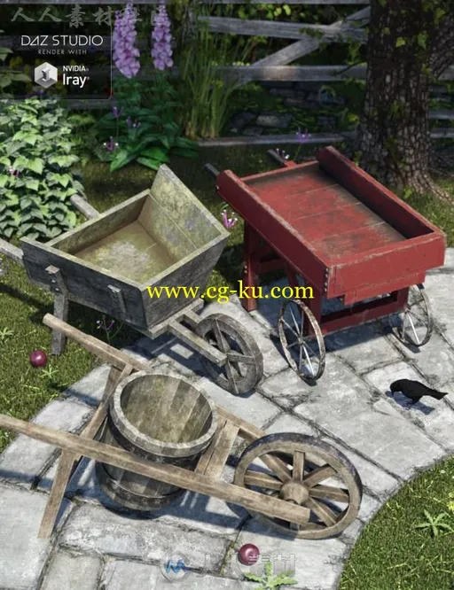 中世纪手推车车辆3D模型合辑的图片1