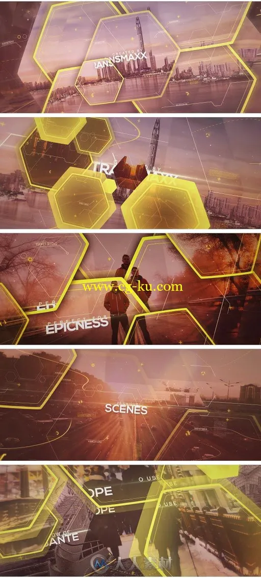 美丽三维空间六边形展示视差照片视频转场AE模板Videohive Parallax Slideshow Mul的图片1