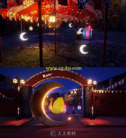 独特优雅简单的斋月开幕夜晚灯笼主题标志AE模板 Videohive Ramadan Kareem 19731957的图片1