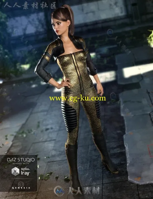 女性中尉帅气科幻服装3D模型合辑的图片1