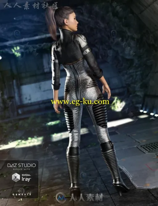 女性中尉帅气科幻服装3D模型合辑的图片4