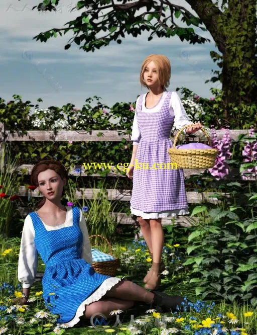 温和漂亮的农场女孩和服装3D模型合辑的图片1