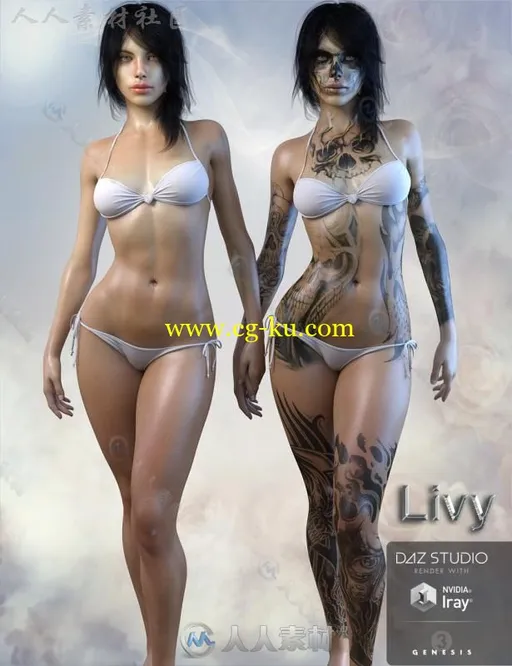 美丽性感独特的哥特式女孩角色3D模型合辑的图片1