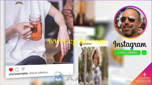 时尚创意空间旋转照片展示3D画廊幻灯片相册动画AE模板Videohive Instagram Promo的图片1