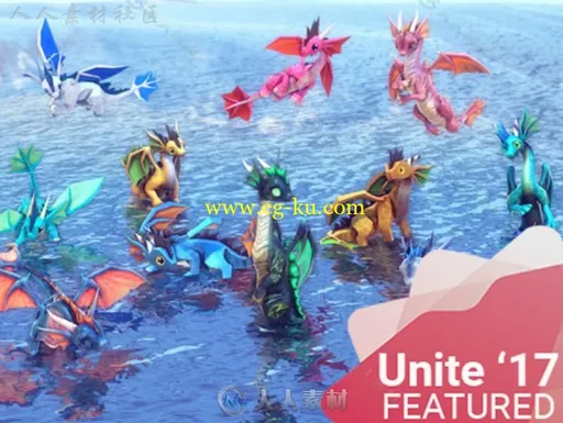 可爱的动漫海里卡通龙角色3D模型Unity游戏素材资源的图片1