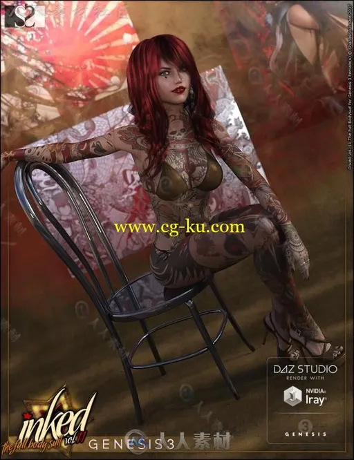 独特性感的纹身女性内衣服装3D模型合辑的图片7
