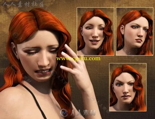 超精细现代女性生活中的表情3D模型合辑的图片3