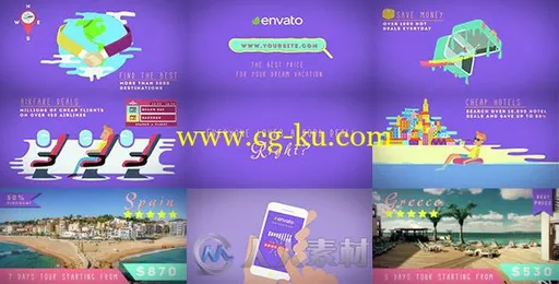 创意卡通动画旅游优惠和折扣展示幻灯片AE模板Videohive Travel Deals And Discoun的图片1