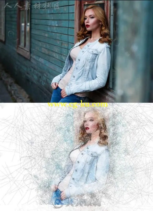 超逼真素描手绘艺术特效PS动作的图片1