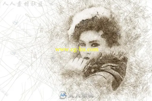 超逼真素描手绘艺术特效PS动作的图片3