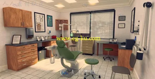 现代牙科办公室磨砂和医生姿势3D模型合辑的图片12