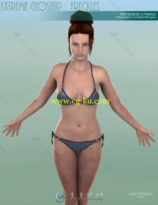 性感美丽苗条的雀斑女性3D模型合辑的图片1
