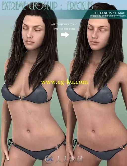 性感美丽苗条的雀斑女性3D模型合辑的图片12