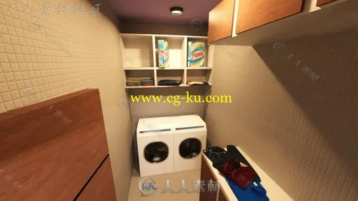现代豪华时尚浴室和洗衣区3D模型合辑的图片5