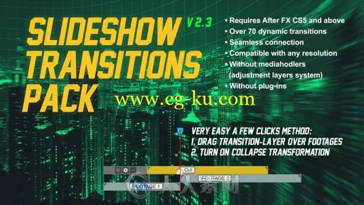 创意照片无缝动态转换幻灯片相册动画AE模板Videohive Slideshow Transitions Pack的图片1