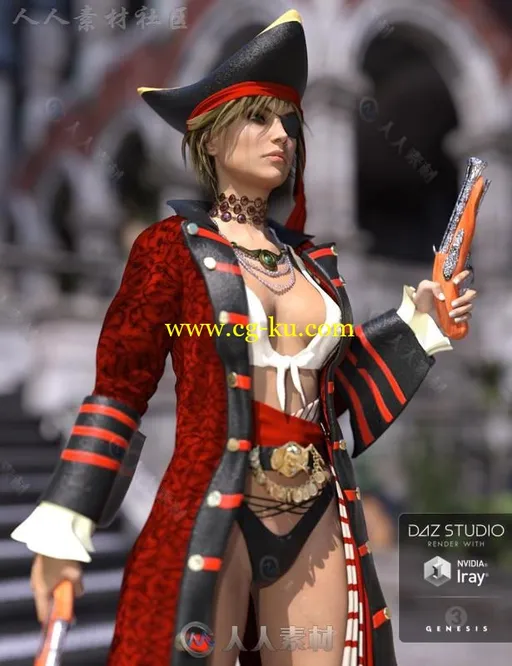 性感火辣的女性海盗服装3D模型合辑的图片4