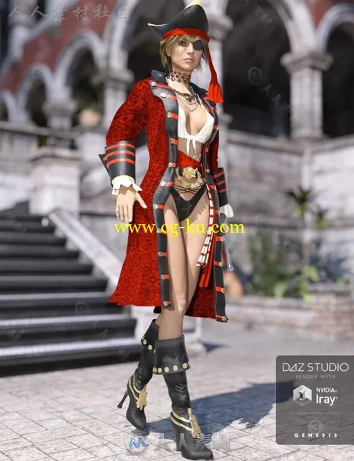 性感火辣的女性海盗服装3D模型合辑的图片5