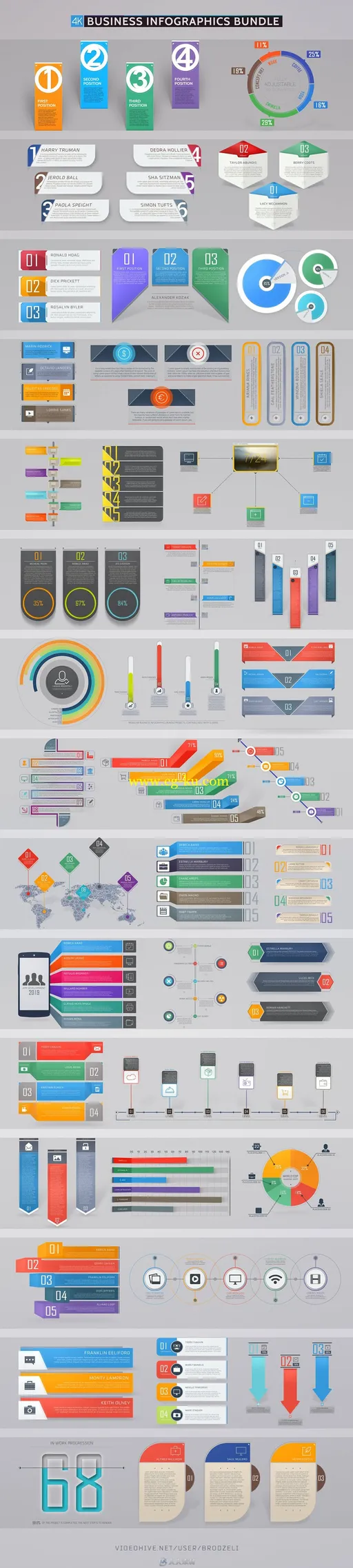 创意时尚商业信息图表数据表格展示幻灯片AE模板Videohive Business Infographics的图片2