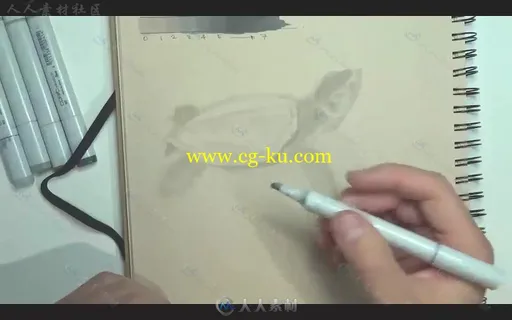 手绘色彩运用技巧实例训练视频教程 GUMROAD DRAWING WITH MARKER COLOR RENDERING的图片3