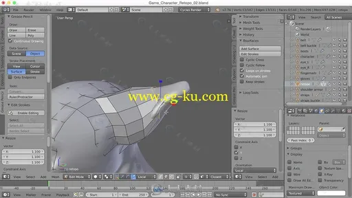 Blender中GreasePencil与BSurfaces工具角色制作视频教程 BLENDER 101 BLENDER311 G的图片4