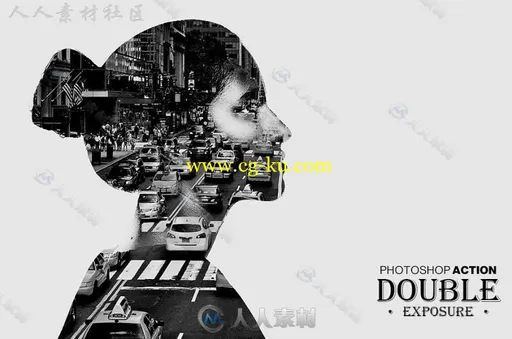 时尚超酷双重曝光艺术特效PS动作的图片3