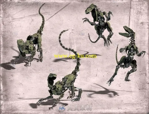 恐怖凶猛的机械恐龙战斗姿势3D模型合辑的图片1