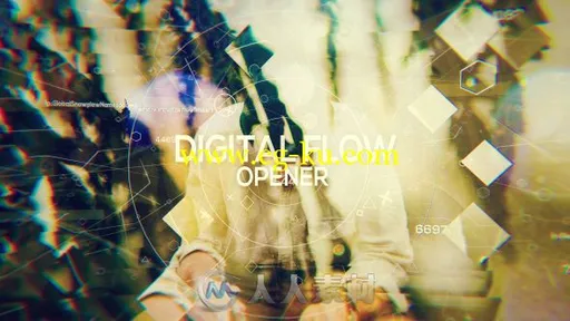 创意优雅照片展示抽象几何符号视差幻灯片相册动画AE模板Videohive Digital Flow ..的图片1