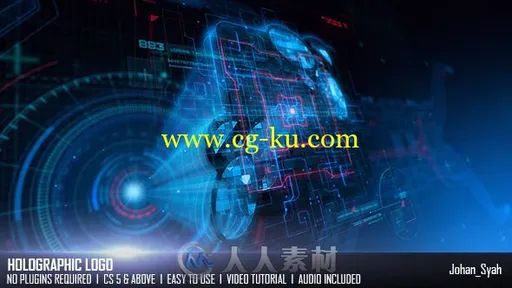 炫酷高科技全息投影标志展示LOGO演绎AE模板 Videohive Holographic Logo 19581817的图片1