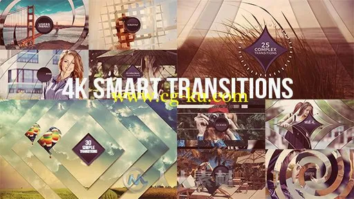 创意4K视频剪辑过渡转场效果展示幻灯片AE模板Videohive 4K Smart Transitions 196的图片1