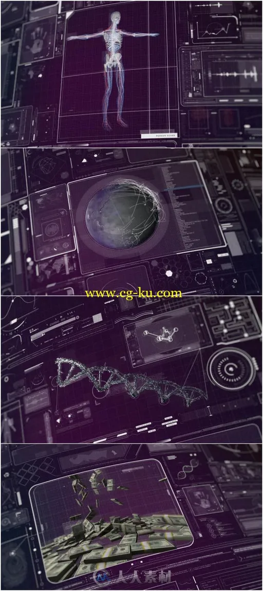 500多款炫酷高科技三维界面动画元素展示幻灯片AE模板Videohive 500+ 3D HUD Eleme的图片2
