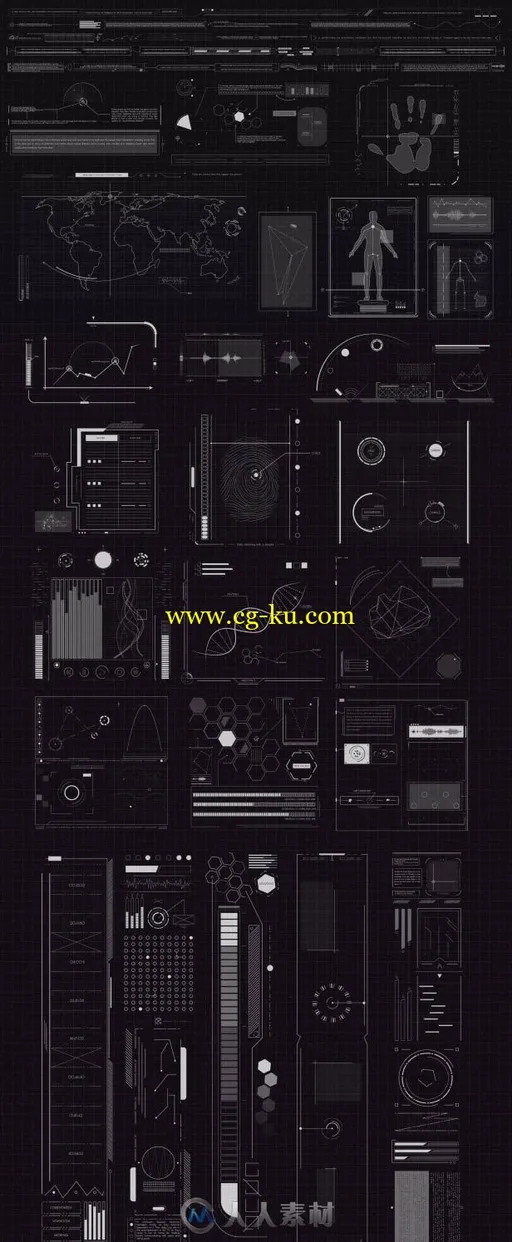 500多款炫酷高科技三维界面动画元素展示幻灯片AE模板Videohive 500+ 3D HUD Eleme的图片3
