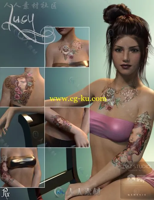 高雅可爱的纹身女孩角色3D模型合辑的图片3