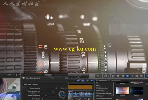 FCPX 带60种唯美大气精品炫光光晕转场效果预设 Cineflare Transmorphic插件的图片1