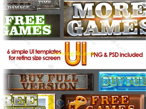 6款简单完美的UI外皮贴图和材质Unity游戏素材资源的图片1