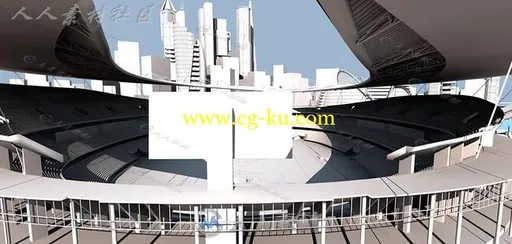 时尚现代城市场景C4D模型的图片1