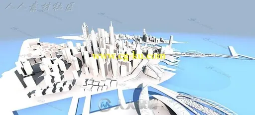 时尚现代城市场景C4D模型的图片3
