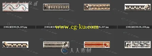 57个实用马赛克古典边线装饰C4D贴图素材的图片2