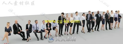 20个现代真实商务男性和女性角色3D模型的图片1