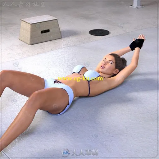 健身房女性健身姿势与道具3D模型合辑的图片11