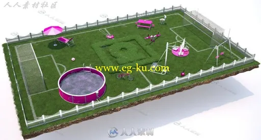 超逼真C4D游乐园模型生长动画工程的图片1